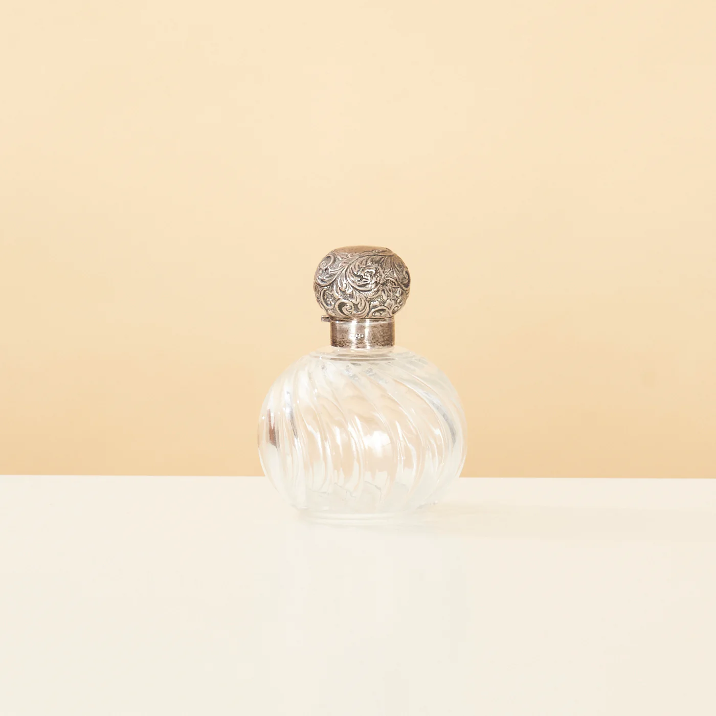Antique Sterling Silver & Twisted Crystal Bottle, England