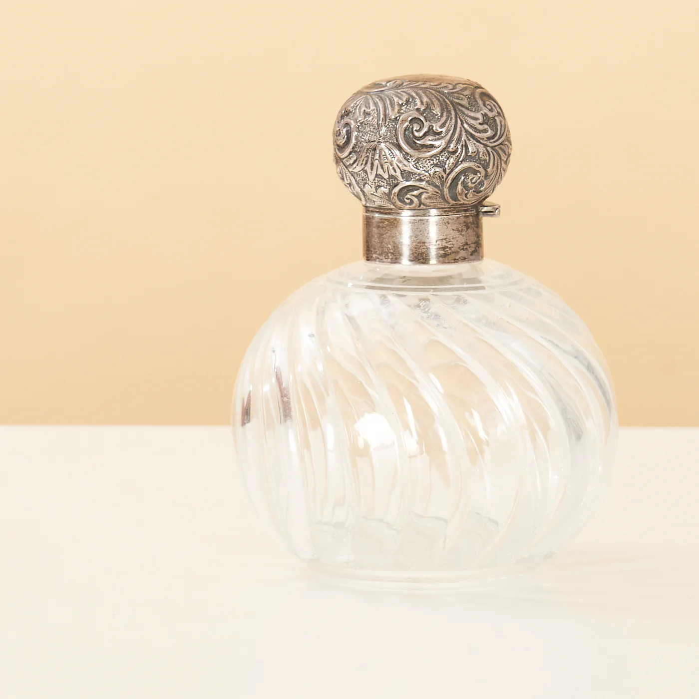 Antique Sterling Silver & Twisted Crystal Bottle, England - Image 2