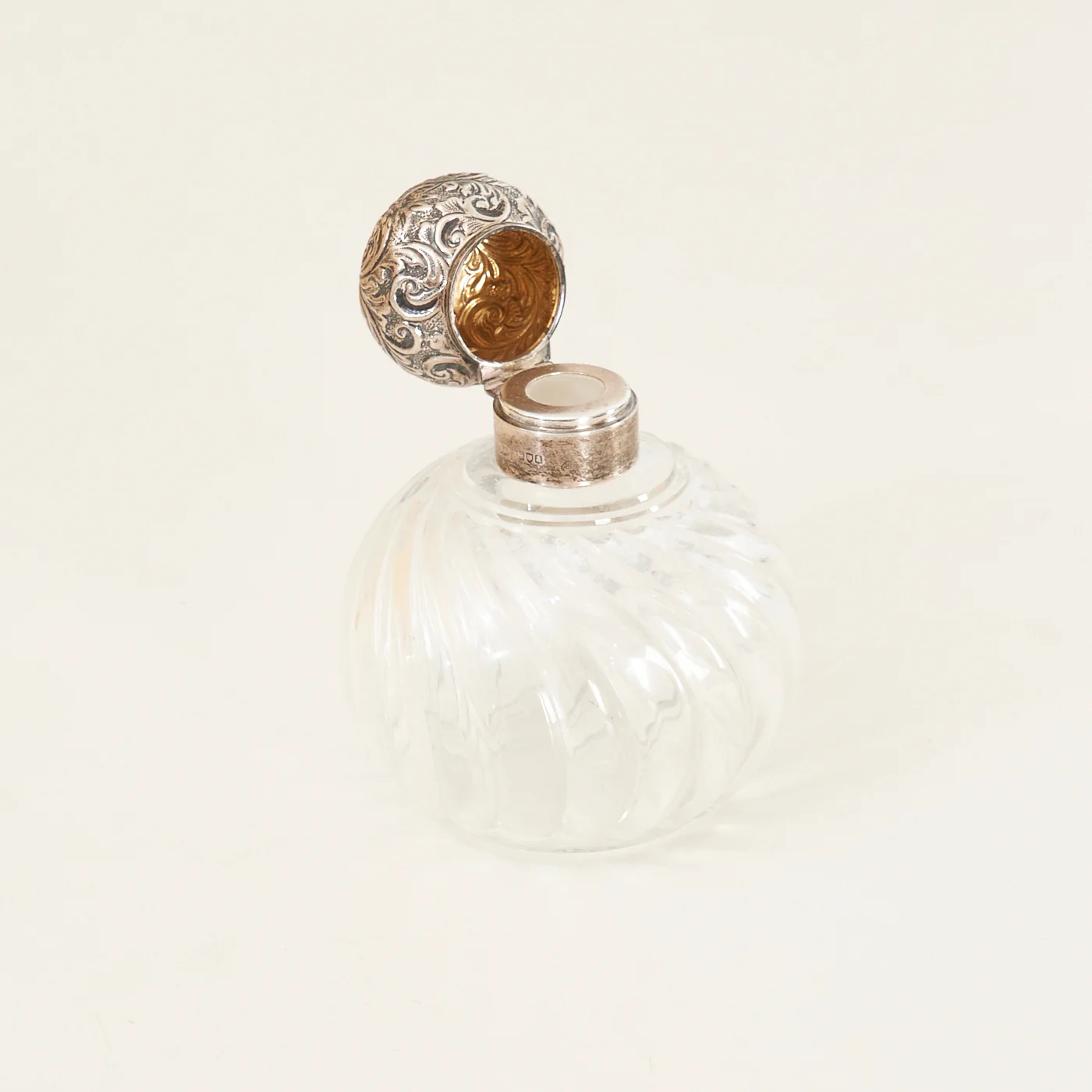 Antique Sterling Silver & Twisted Crystal Bottle, England - Image 3