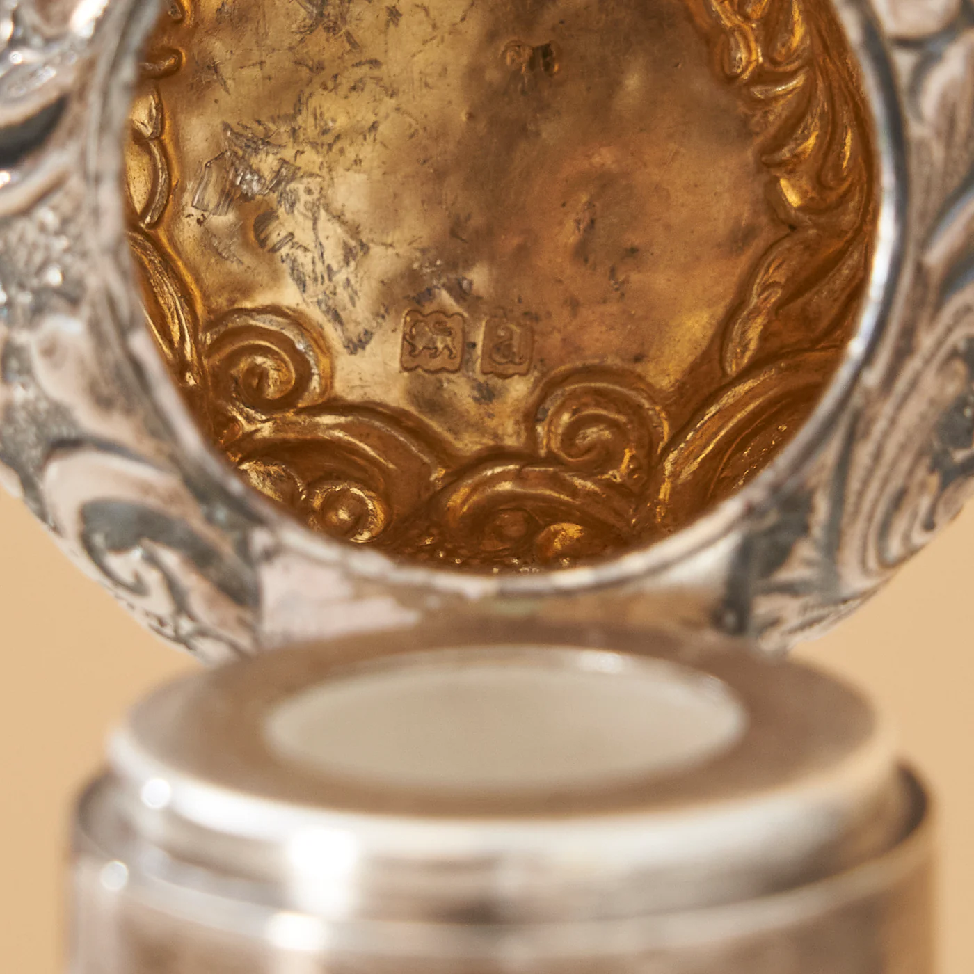 Antique Sterling Silver & Twisted Crystal Bottle, England - Image 5