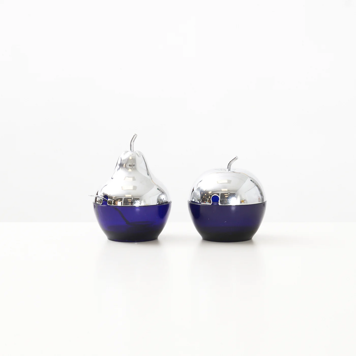 Apple & Pear Glass & Chrome Jam Jars