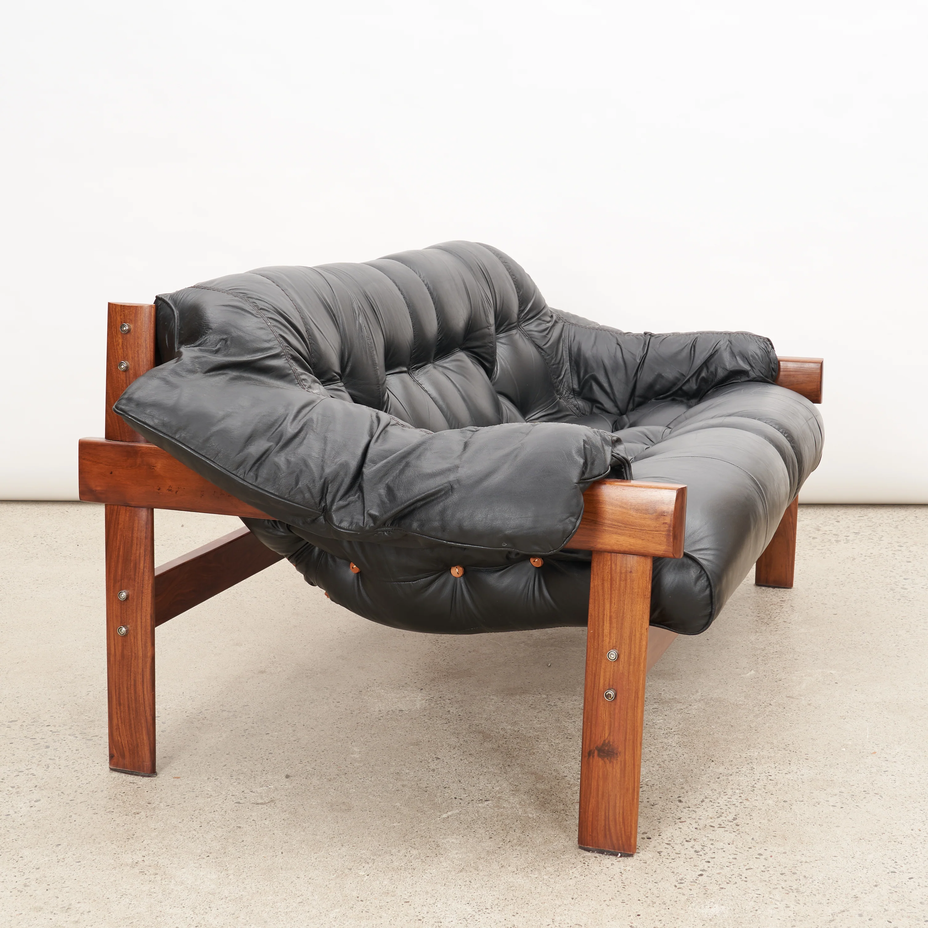 'MP-41' Brazilian Rosewood & Leather Two Seater Sofa by Percival Lafer - Image 3