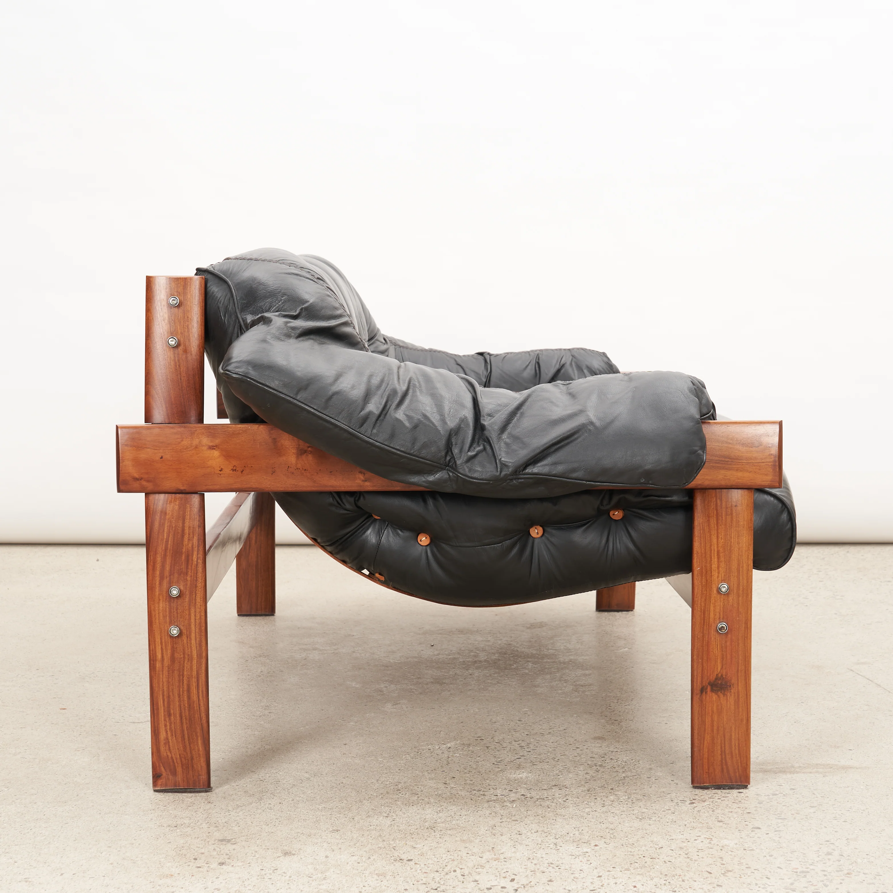 'MP-41' Brazilian Rosewood & Leather Two Seater Sofa by Percival Lafer - Image 4