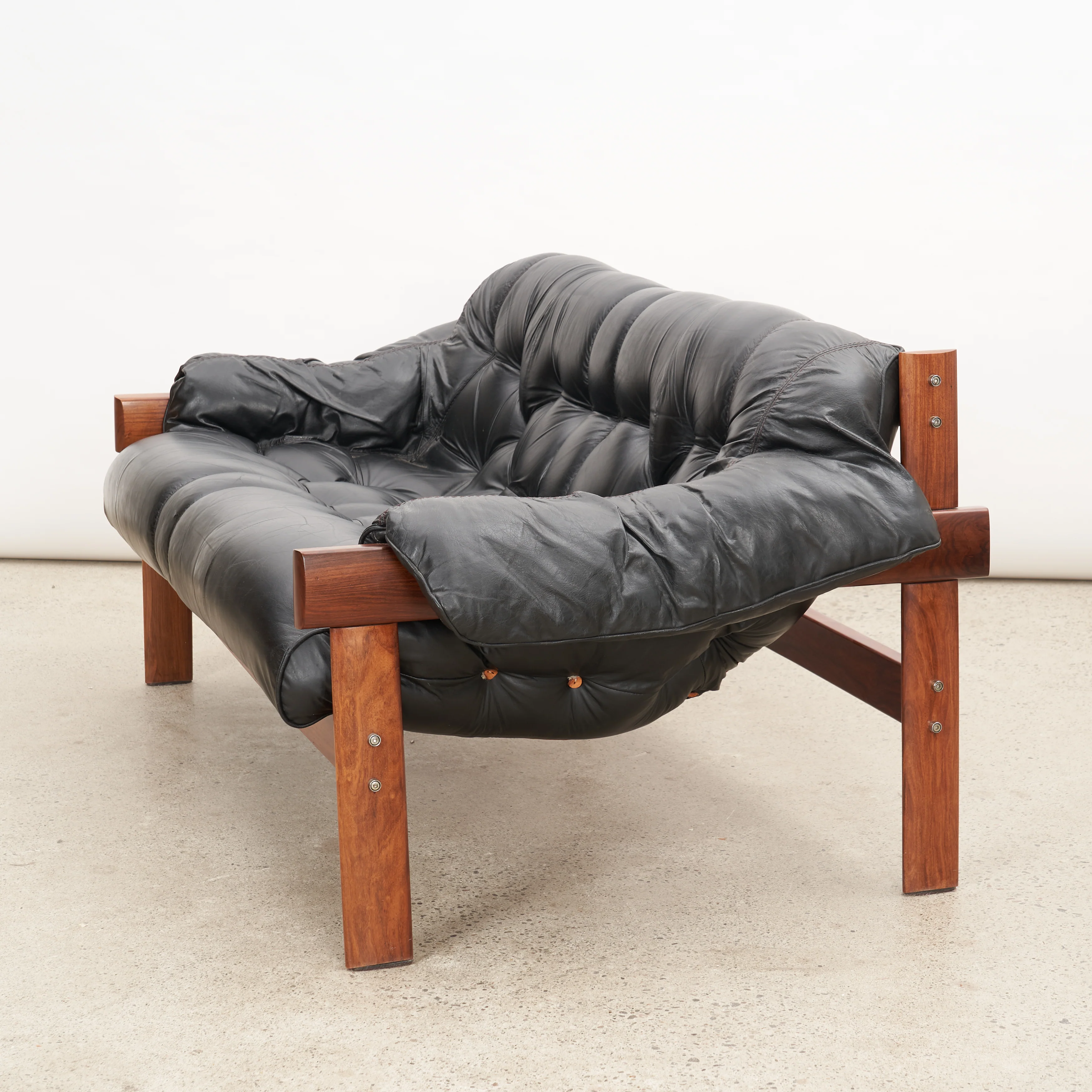 'MP-41' Brazilian Rosewood & Leather Two Seater Sofa by Percival Lafer - Image 9