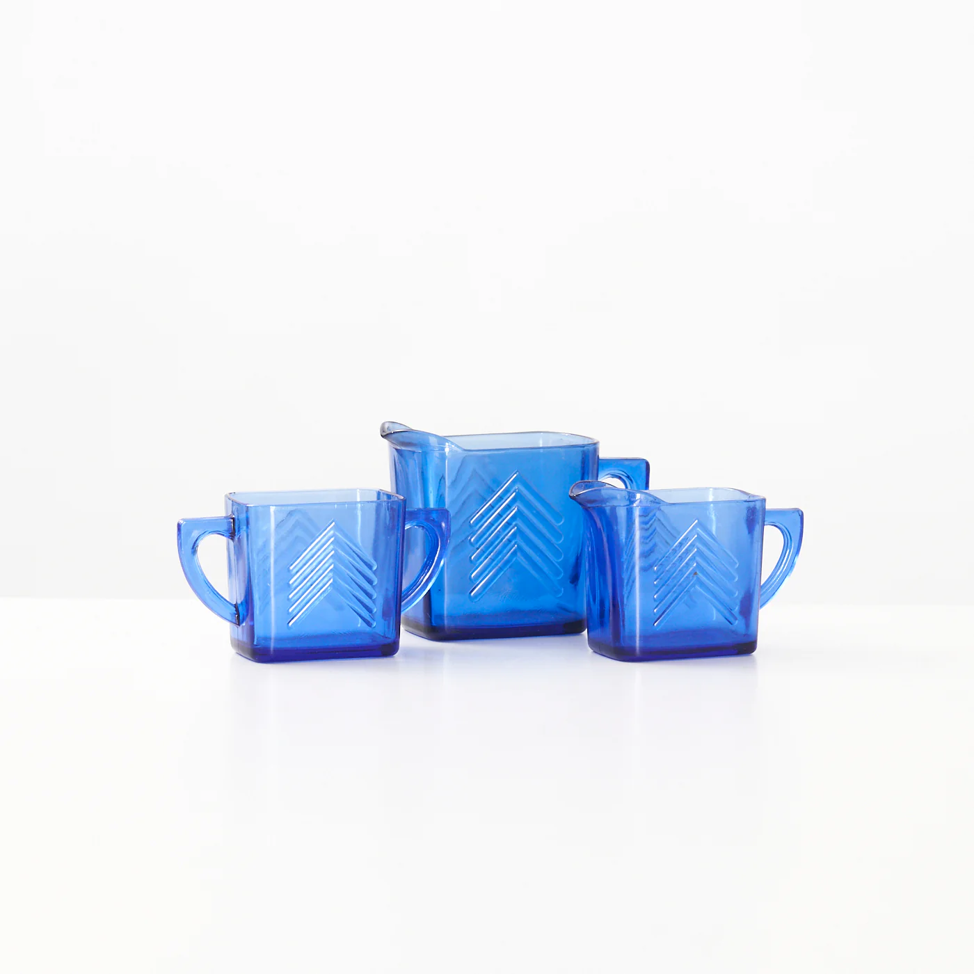 Chevron Pitcher, Cream, & Sugar by Hazel-Atlas Glass Co.