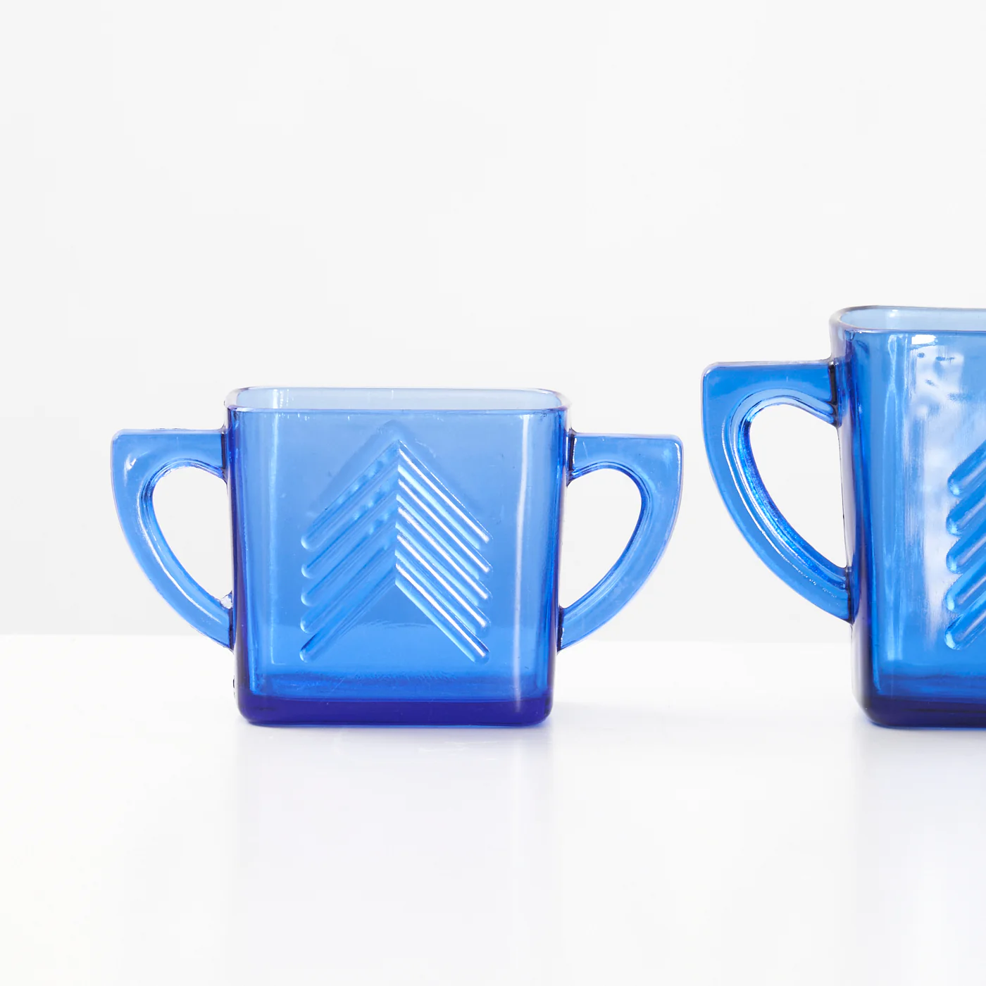 Chevron Pitcher, Cream, & Sugar by Hazel-Atlas Glass Co. - Image 3