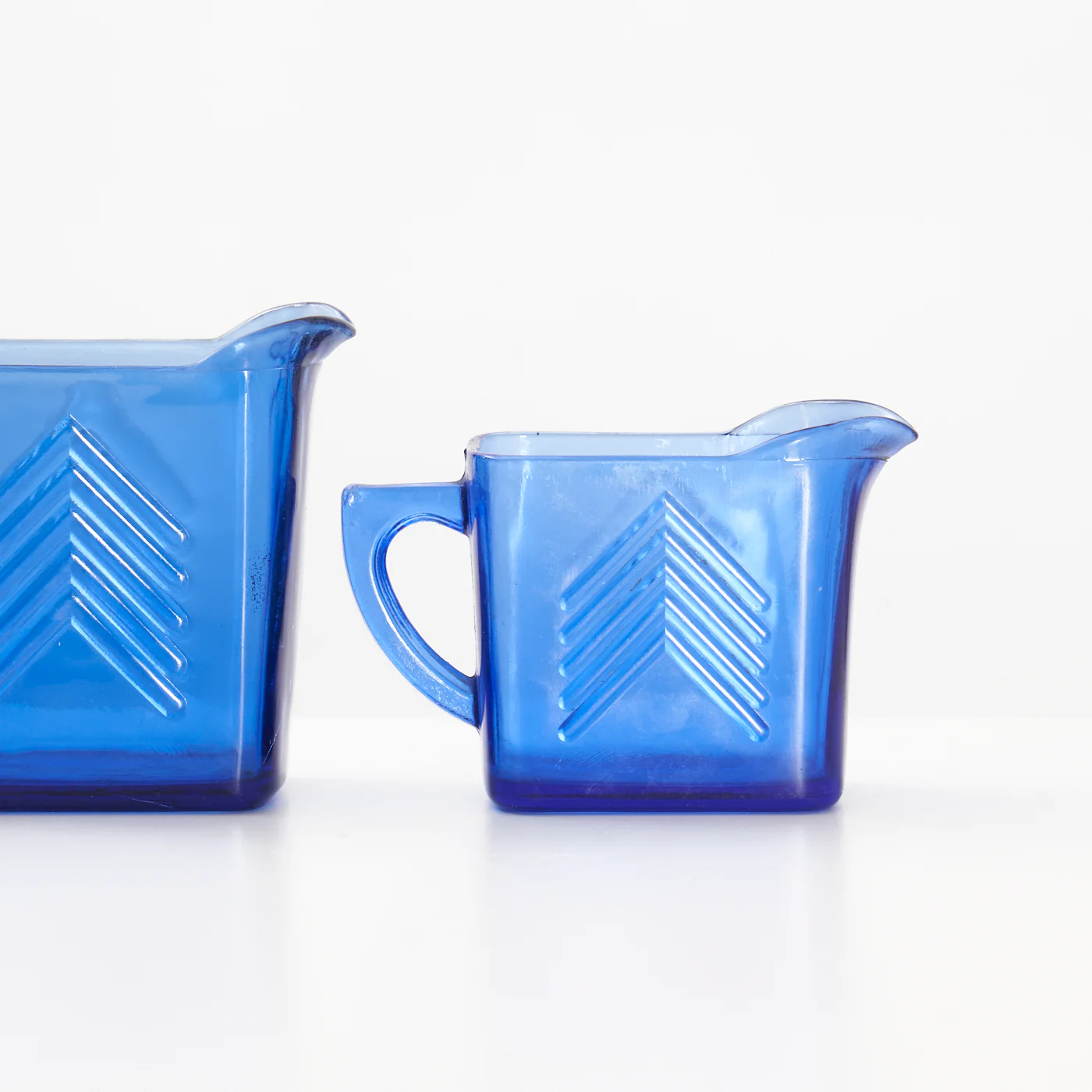 Chevron Pitcher, Cream, & Sugar by Hazel-Atlas Glass Co. - Image 4