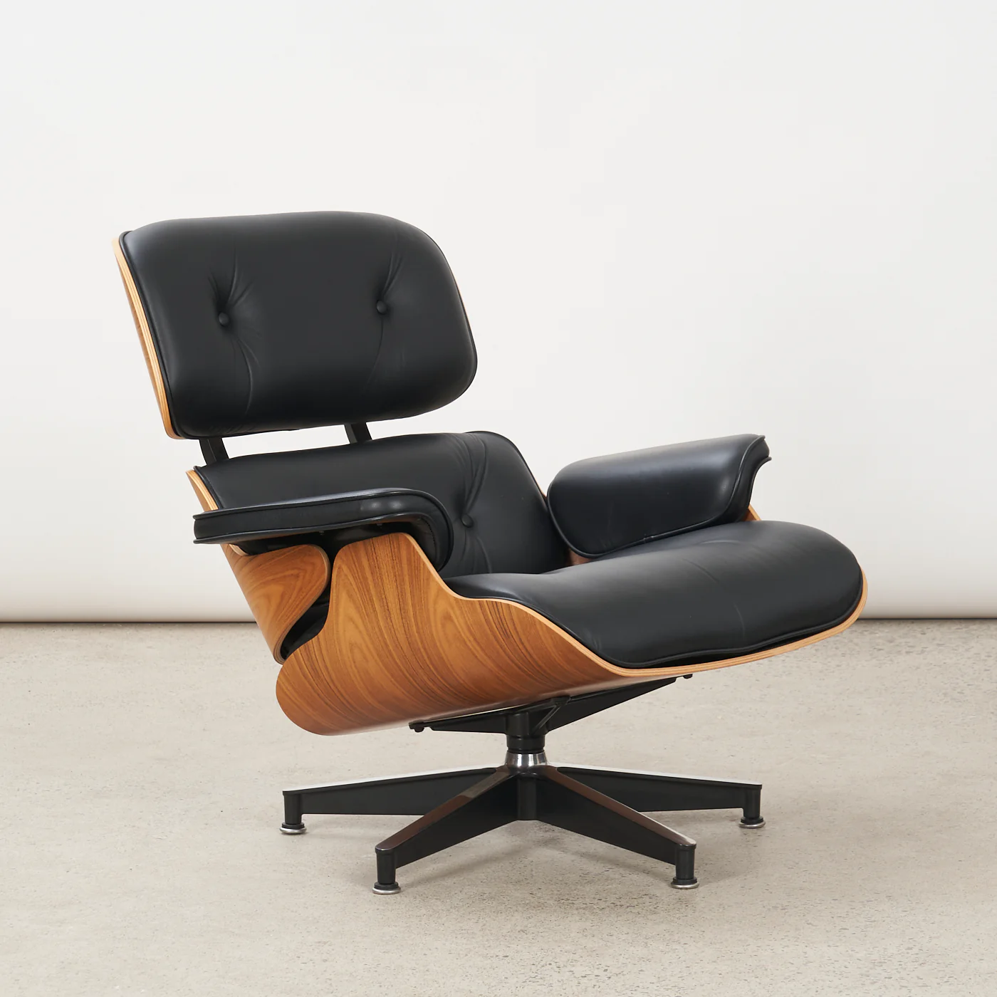 Eames Walnut & Black Leather Lounge Chair & Ottoman for Herman Miller - Image 3