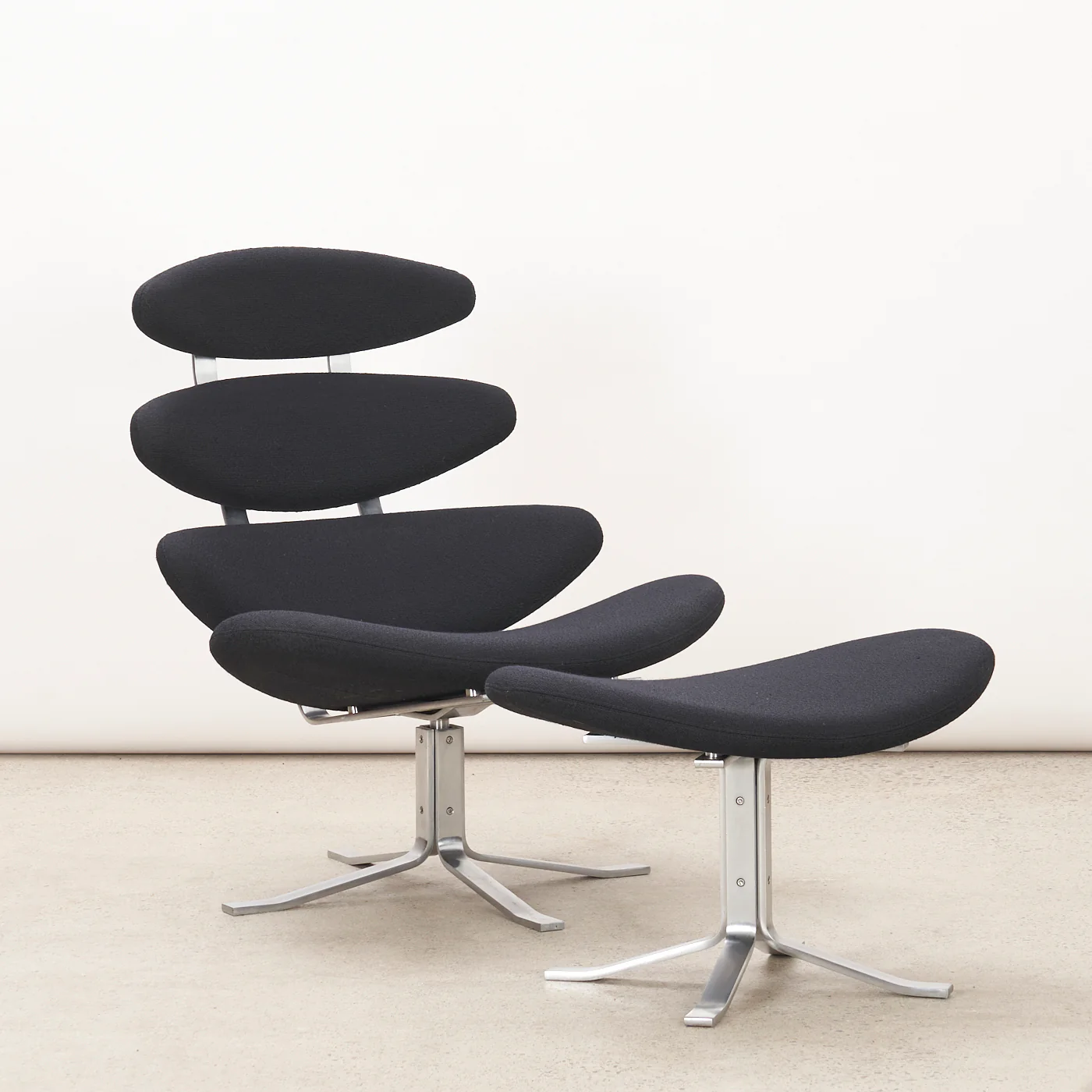 'EJ 5' aka 'Corona' Lounge Chair & Ottoman by Poul Volther for Erik Jørgensen, Denmark