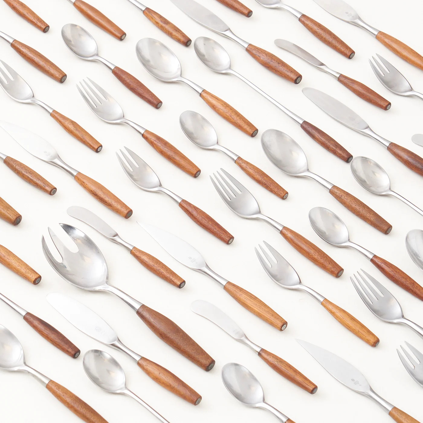 'Fjord' Teak & Stainless Steel Flatware Set by Jens Quistgaard for Dansk, Denmark