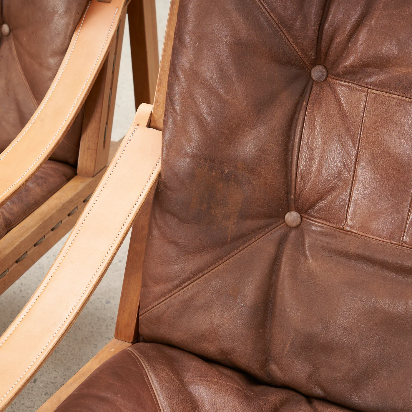 Pair of Oak & Leather 'Hunter' Lounge Chairs by Torbjørn Afdal for Bruksbo, Norway - Image 11