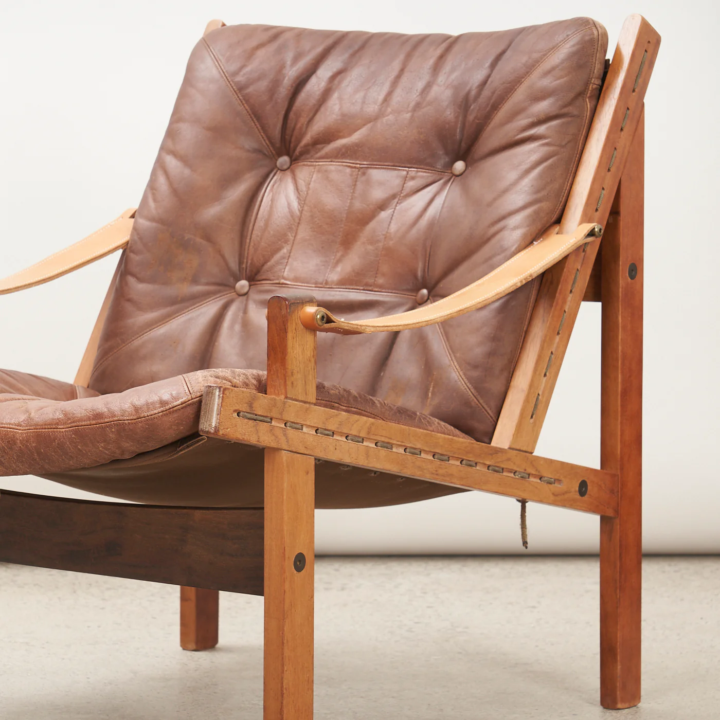 Pair of Oak & Leather 'Hunter' Lounge Chairs by Torbjørn Afdal for Bruksbo, Norway - Image 14