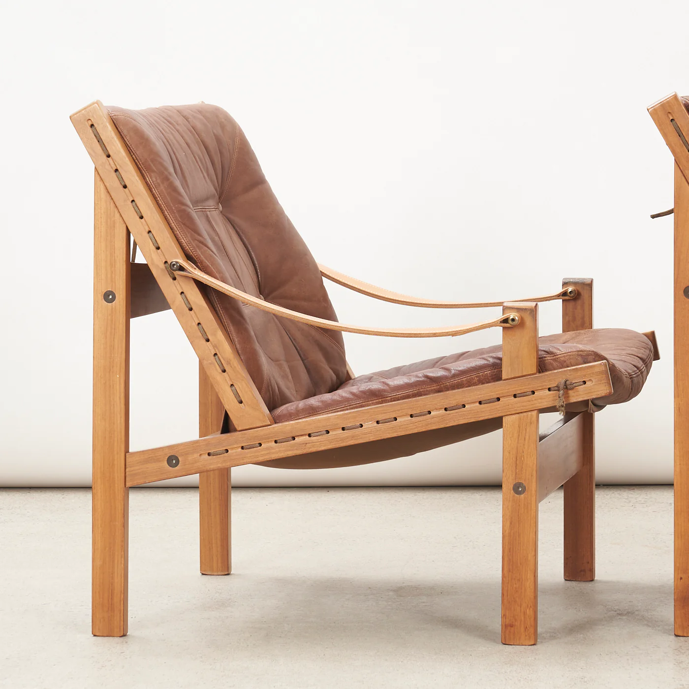Pair of Oak & Leather 'Hunter' Lounge Chairs by Torbjørn Afdal for Bruksbo, Norway - Image 3