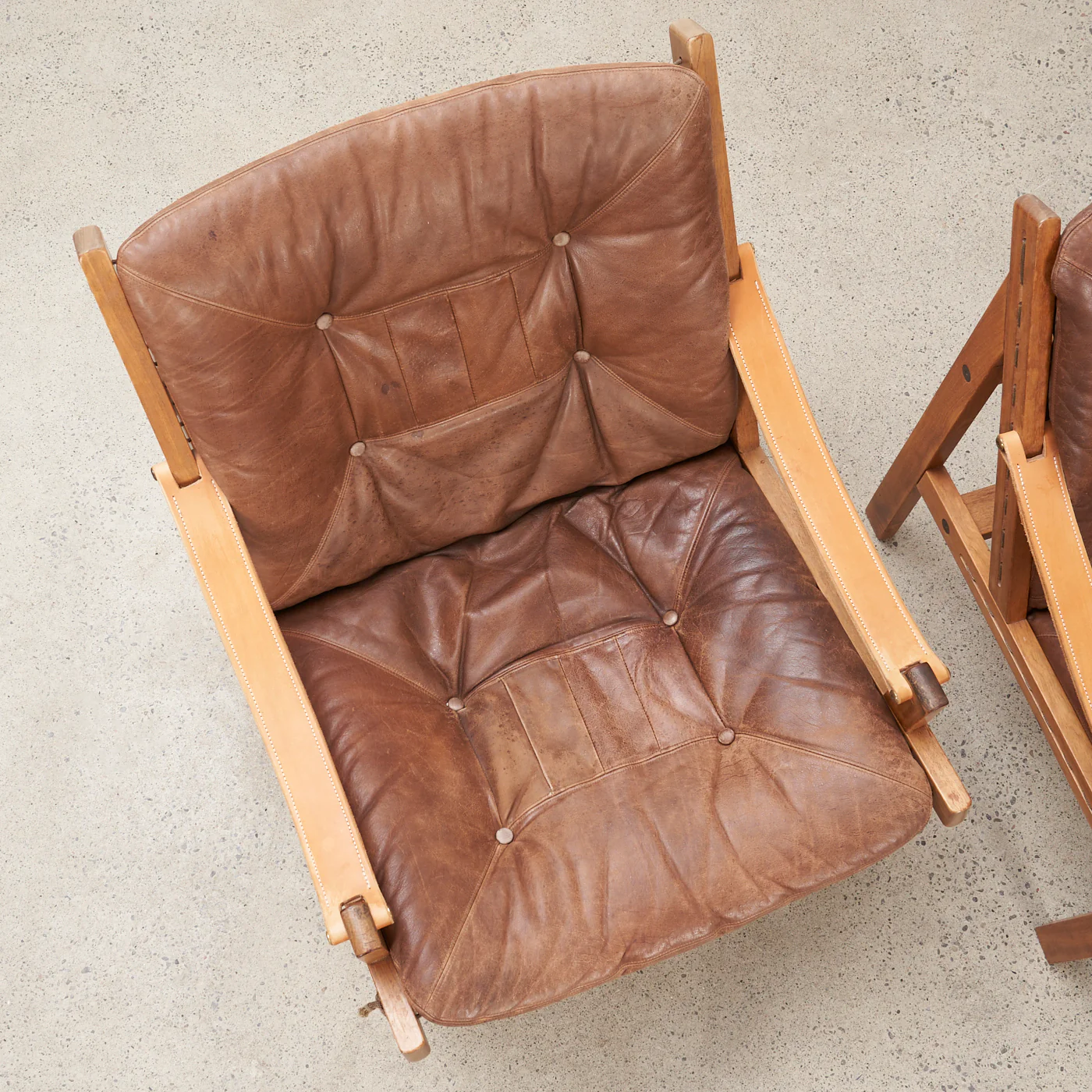 Pair of Oak & Leather 'Hunter' Lounge Chairs by Torbjørn Afdal for Bruksbo, Norway - Image 5