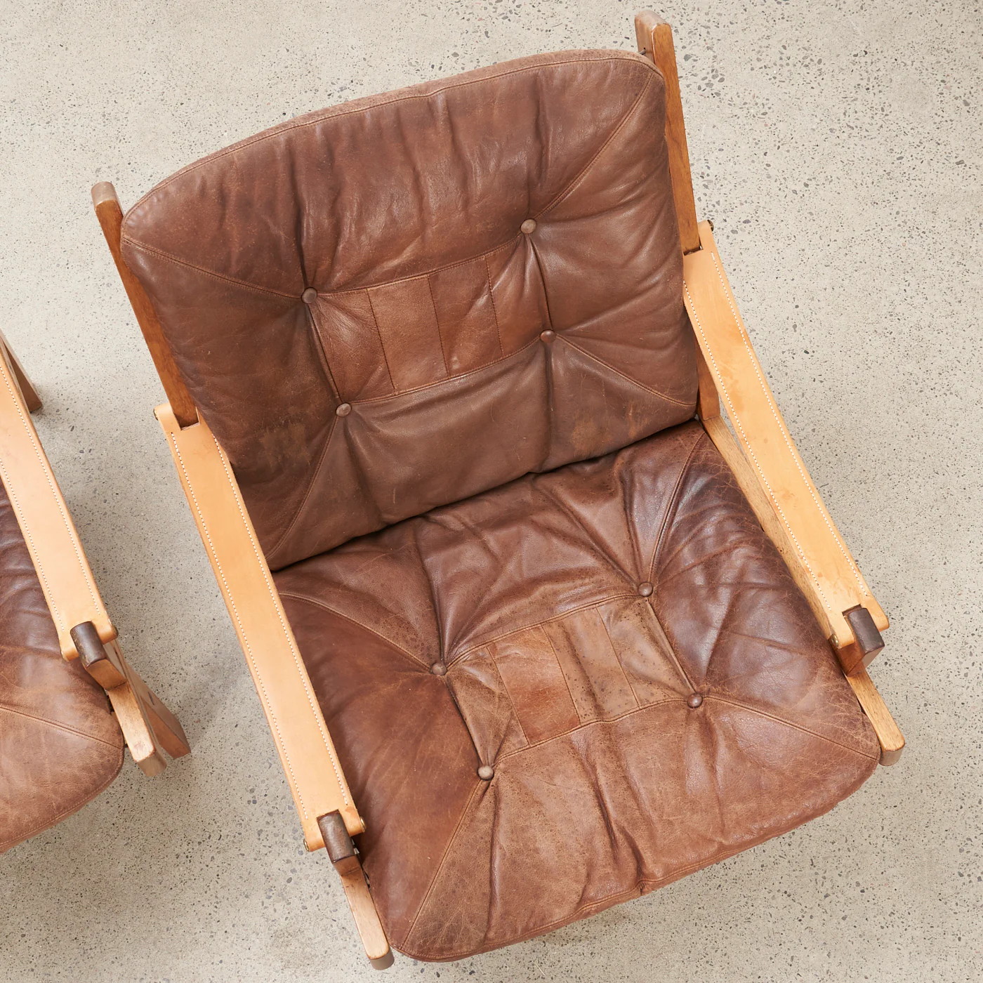 Pair of Oak & Leather 'Hunter' Lounge Chairs by Torbjørn Afdal for Bruksbo, Norway - Image 6