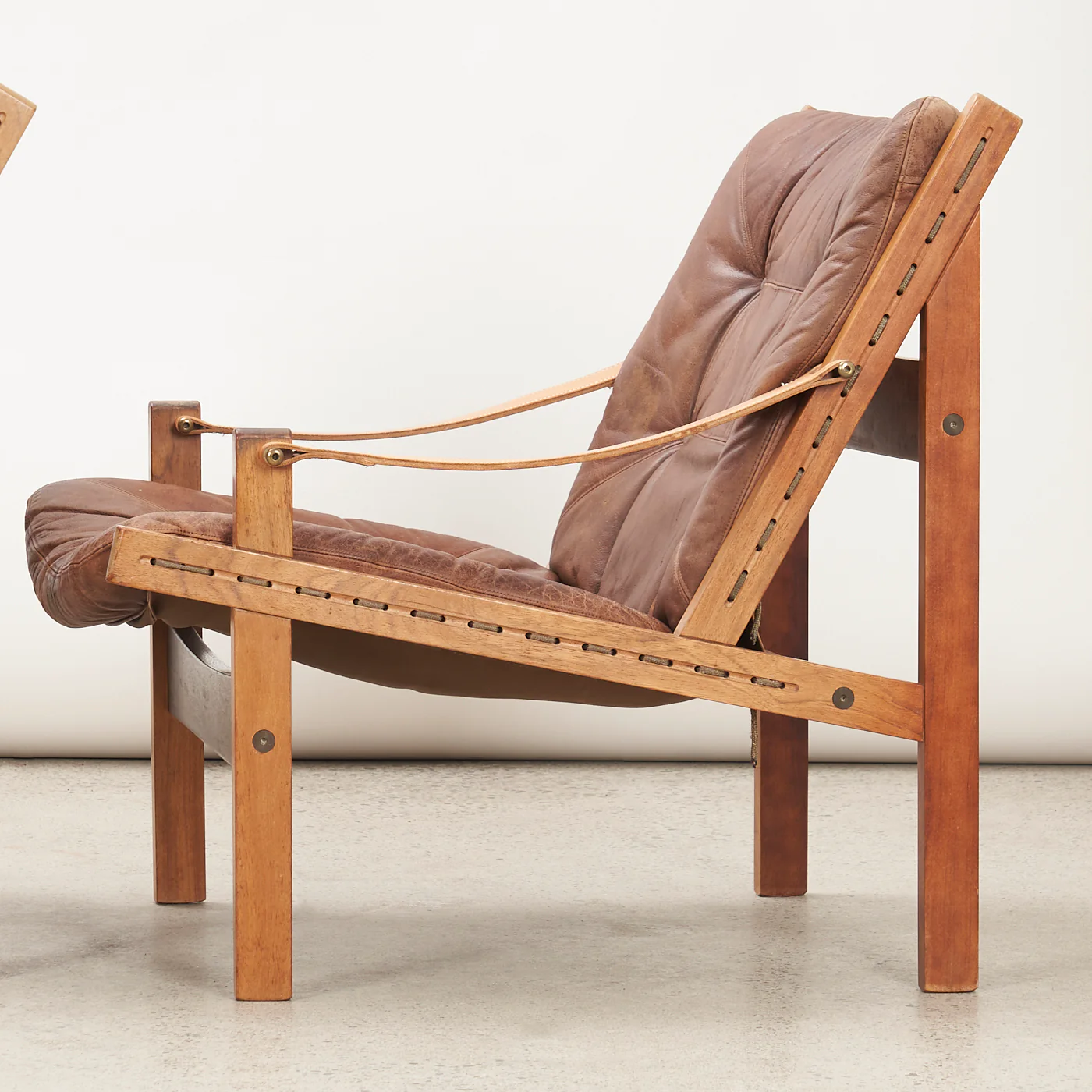 Pair of Oak & Leather 'Hunter' Lounge Chairs by Torbjørn Afdal for Bruksbo, Norway - Image 8