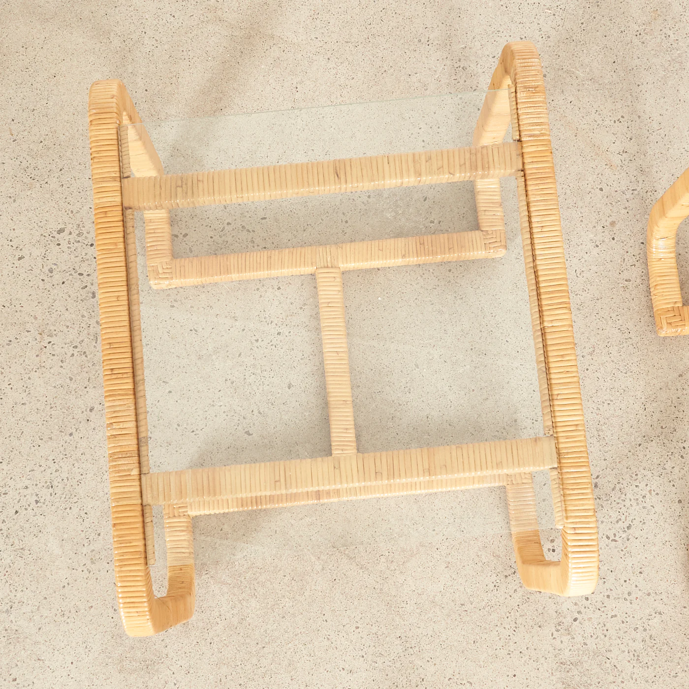 Pair of Vintage Rattan & Glass Side Tables - Image 5