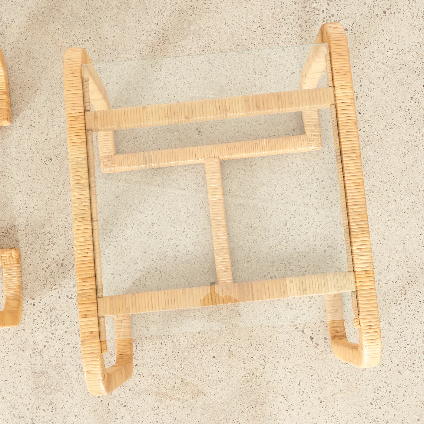 Pair of Vintage Rattan & Glass Side Tables - Image 6