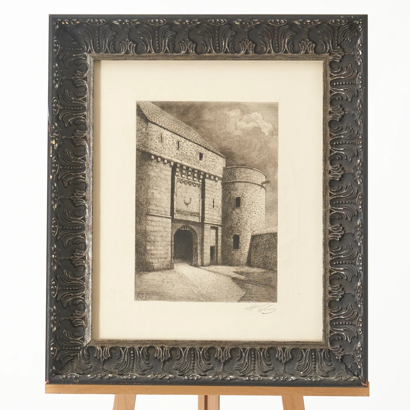 'Porte de l'Avencée Mont Saint-Michel' Etching by Henry Voisin