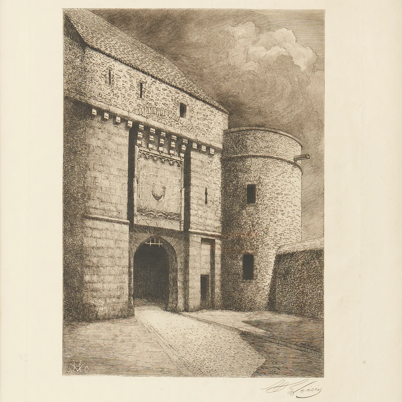 'Porte de l'Avencée Mont Saint-Michel' Etching by Henry Voisin - Image 2