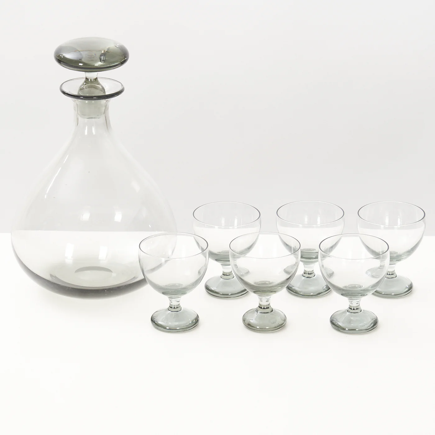 ‘Ramona’ Smoked Glass Carafe & Wine Glasses by Per Lütken for Holmegaard, Denmark - Image 2