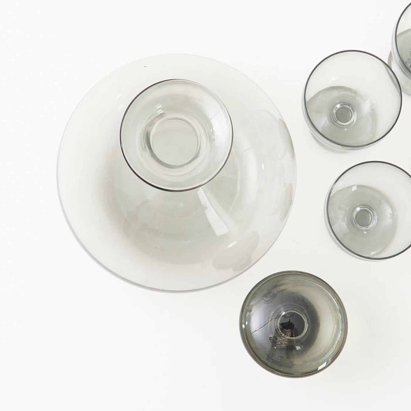 ‘Ramona’ Smoked Glass Carafe & Wine Glasses by Per Lütken for Holmegaard, Denmark - Image 6