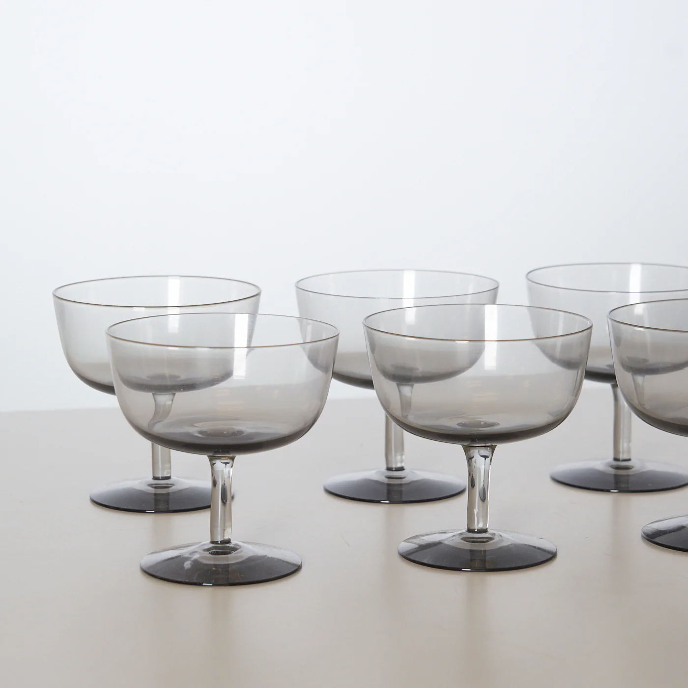 Set of 10 Smoked Glass Coupe Glasses - Image 2