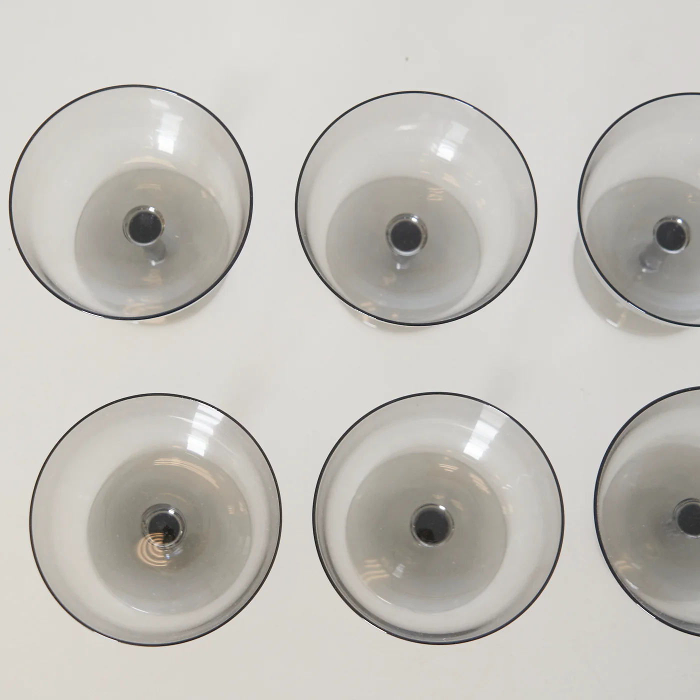 Set of 10 Smoked Glass Coupe Glasses - Image 4