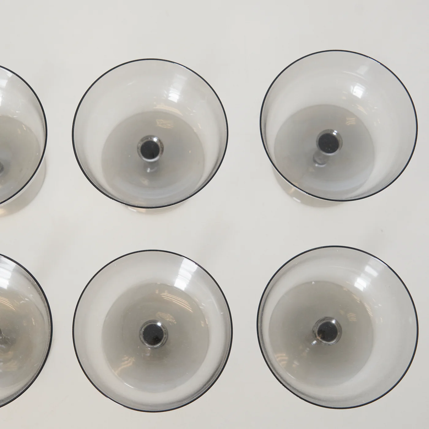 Set of 10 Smoked Glass Coupe Glasses - Image 5