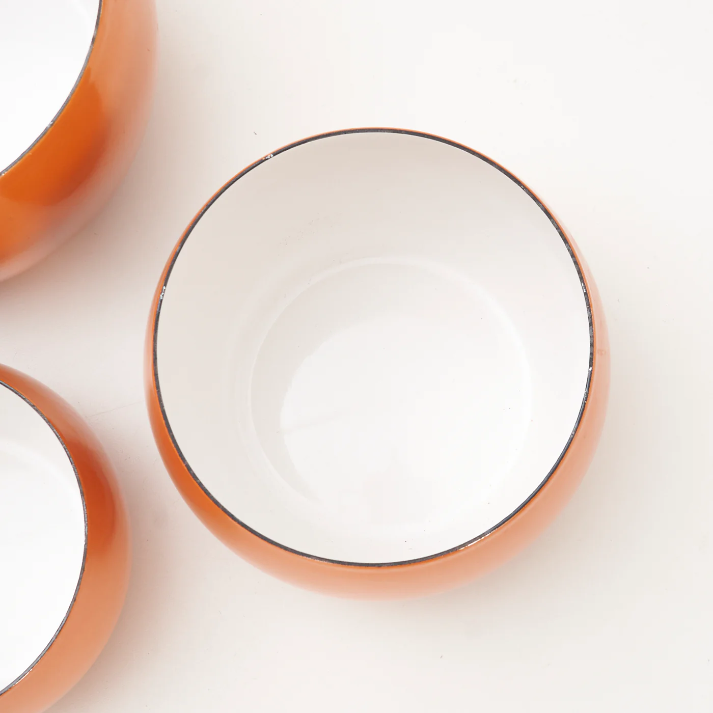 Set of 3 Orange Enamel 'Købenstyle' Bowls by Jens Quistgaard for Dansk - Image 5