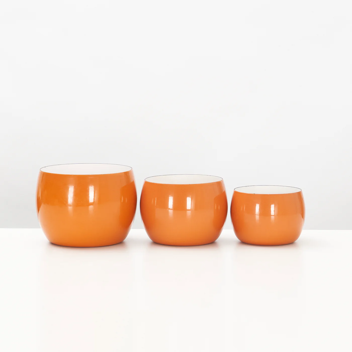 Set of 3 Orange Enamel 'Købenstyle' Bowls by Jens Quistgaard for Dansk - Image 7