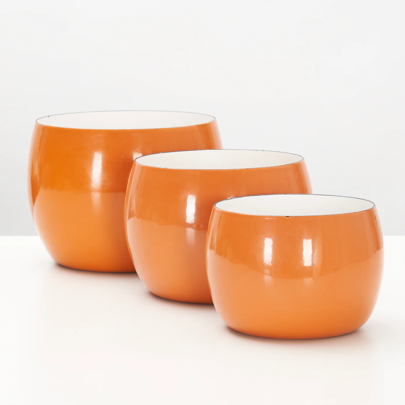 Set of 3 Orange Enamel 'Købenstyle' Bowls by Jens Quistgaard for Dansk - Image 9