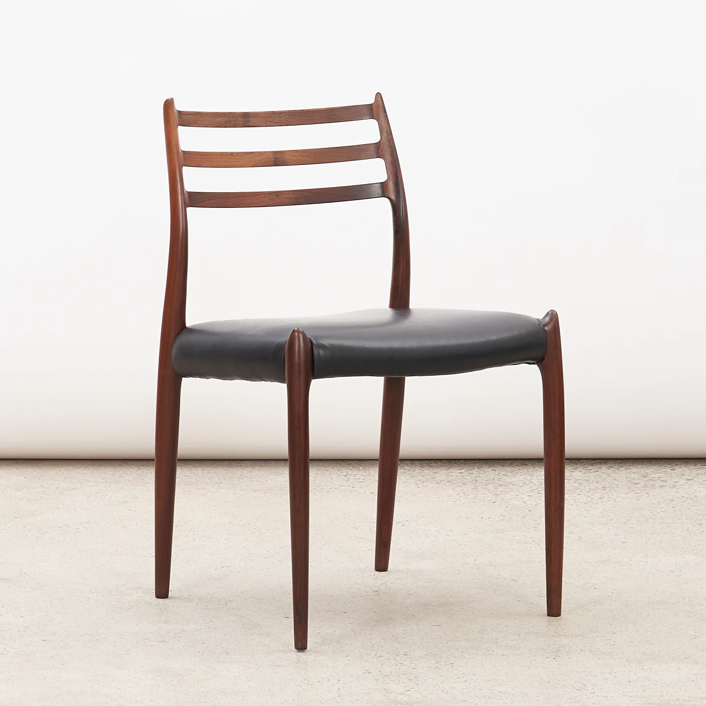 Set of 4 Rosewood & Black Leather 'Model 78' Dining Chairs by Niels O. Møller for J.L. Møller, Denmark - Image 4