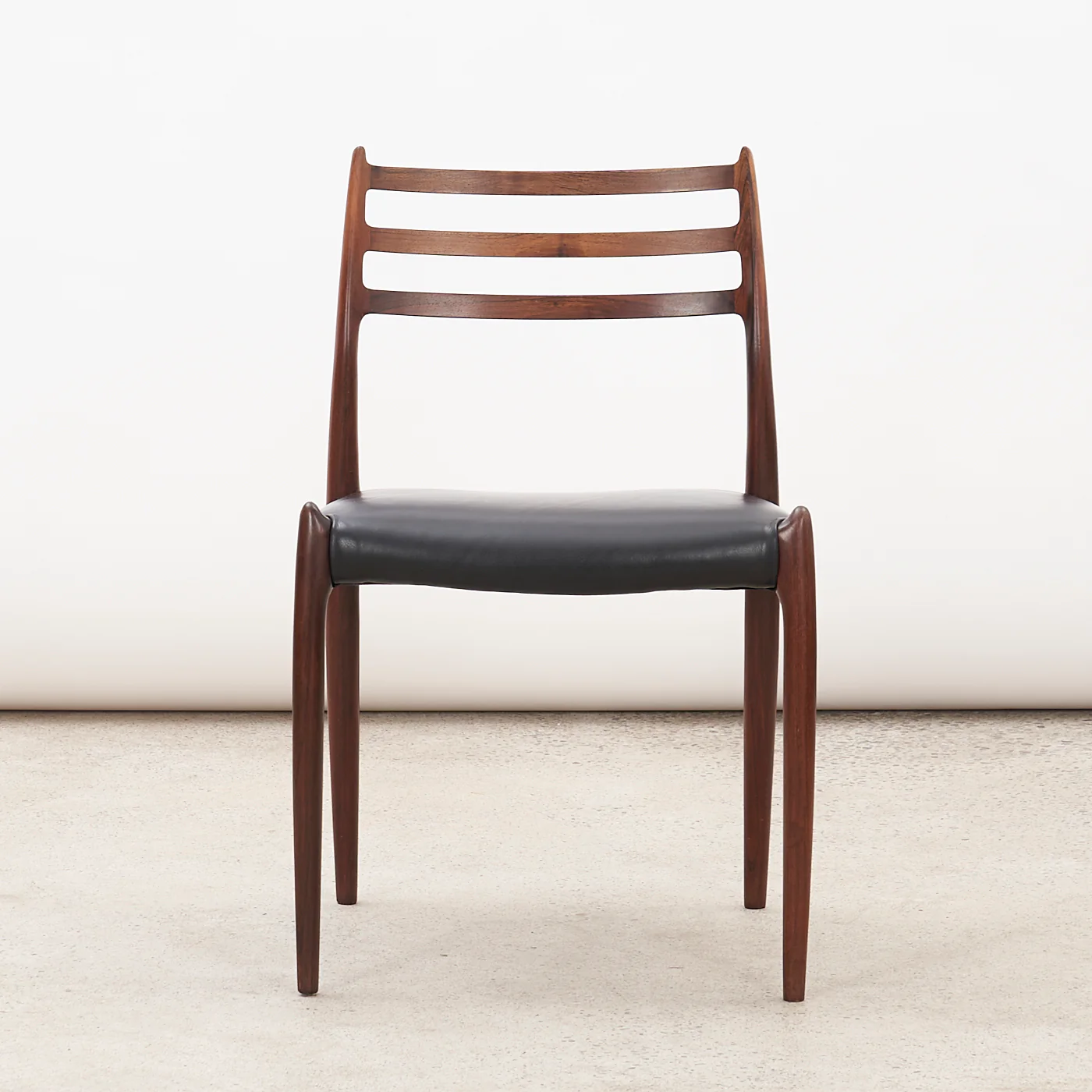Set of 4 Rosewood & Black Leather 'Model 78' Dining Chairs by Niels O. Møller for J.L. Møller, Denmark - Image 5