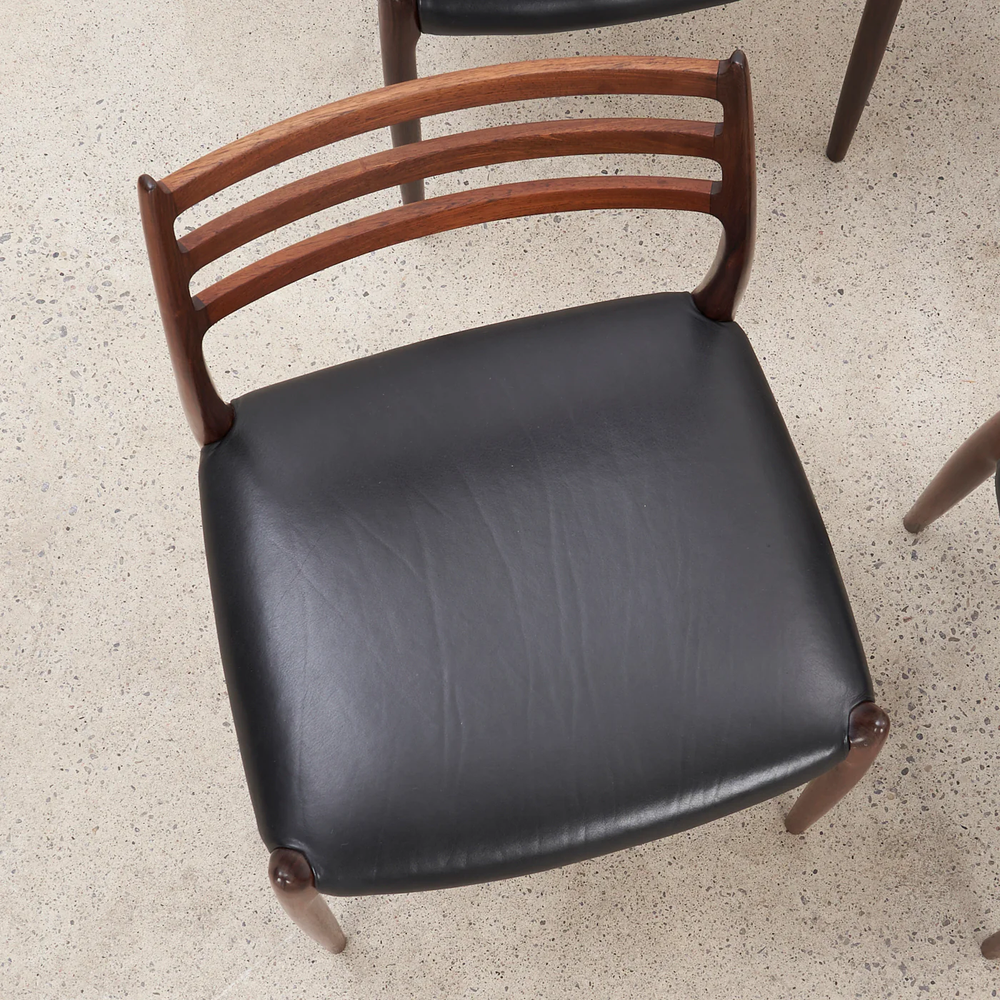Set of 4 Rosewood & Black Leather 'Model 78' Dining Chairs by Niels O. Møller for J.L. Møller, Denmark - Image 9