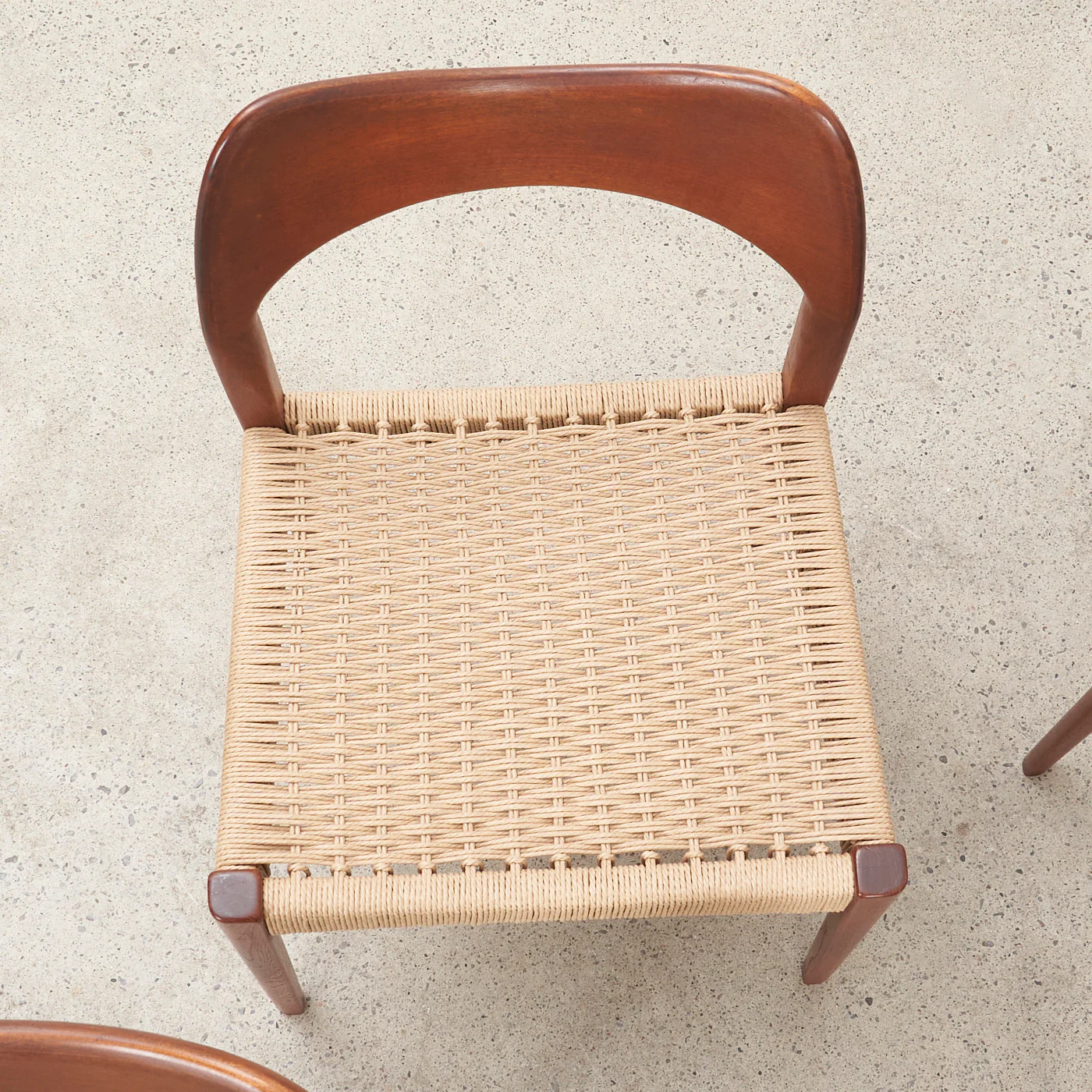 Set of 4 Teak & Danish Cord Dining Chairs by Arne Hovmand Olsen for Mogens Kold, Denmark - Image 10