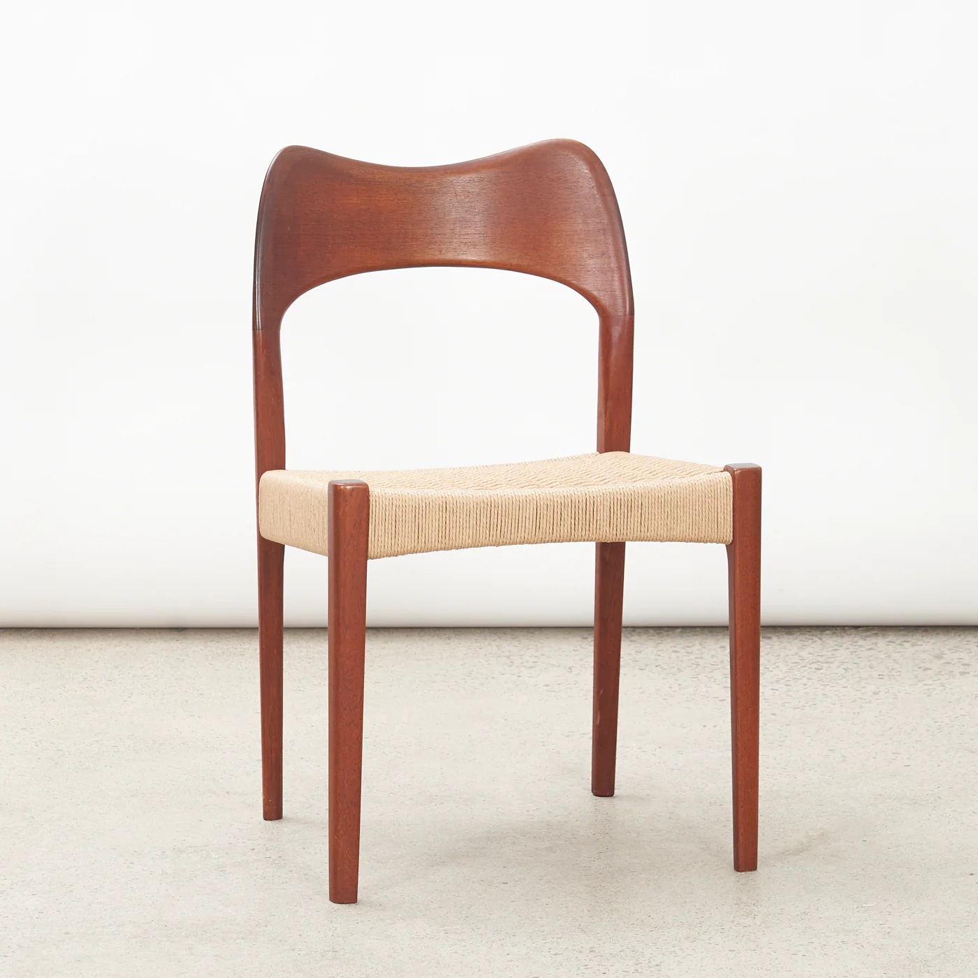 Set of 4 Teak & Danish Cord Dining Chairs by Arne Hovmand Olsen for Mogens Kold, Denmark - Image 4