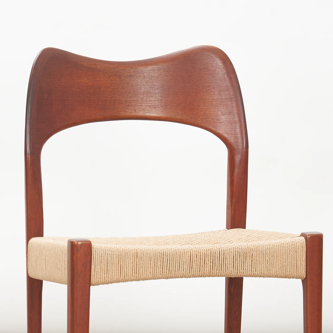 Set of 4 Teak & Danish Cord Dining Chairs by Arne Hovmand Olsen for Mogens Kold, Denmark - Image 5