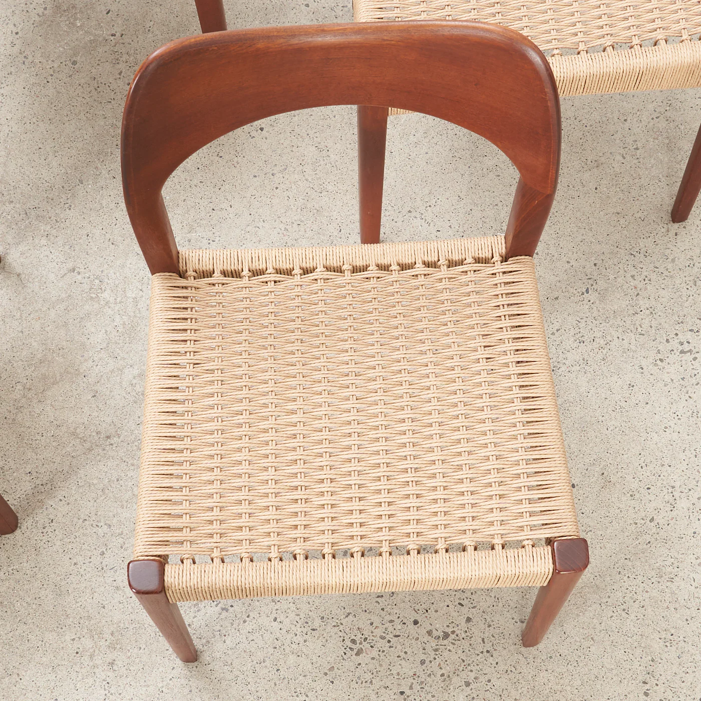 Set of 4 Teak & Danish Cord Dining Chairs by Arne Hovmand Olsen for Mogens Kold, Denmark - Image 9