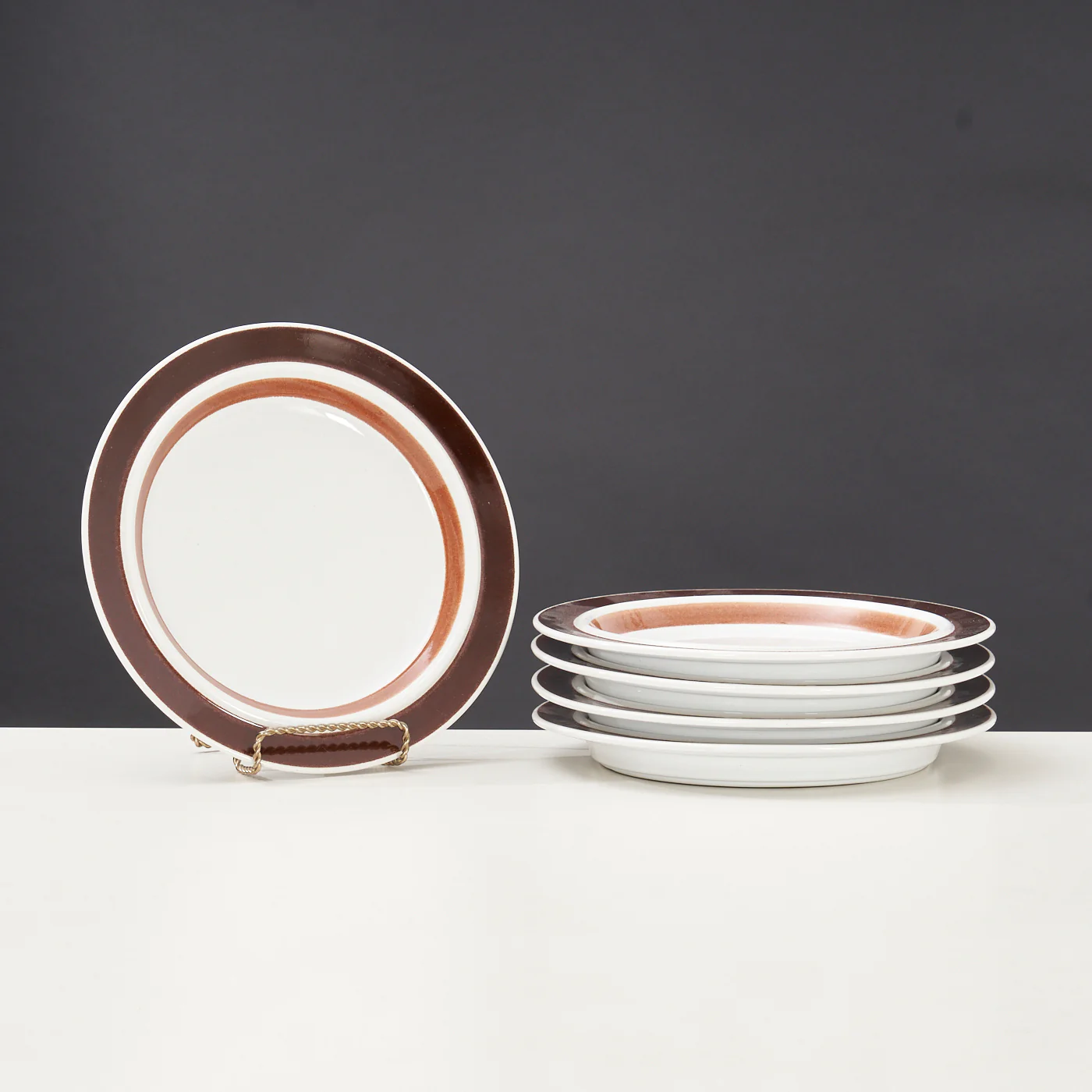 Set of 5 Vintage Stoneware Plates