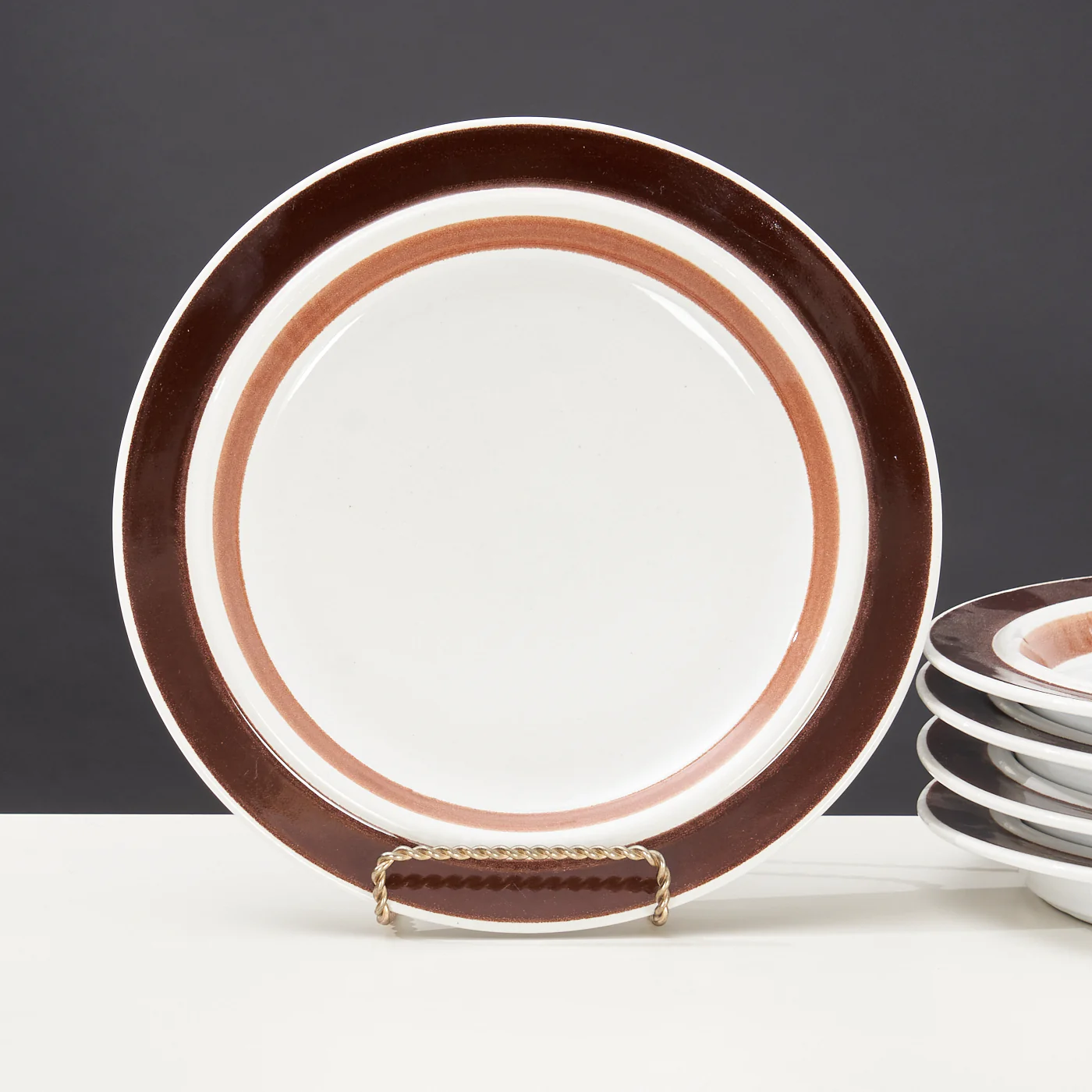 Set of 5 Vintage Stoneware Plates - Image 2