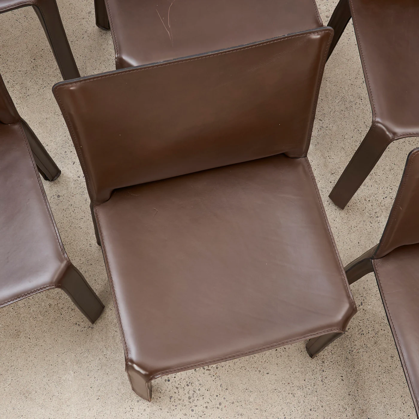 Set of 6 'CAB 412' Brown Leather Dining Chairs by Mario Bellini for Cassina, Italy - Image 12