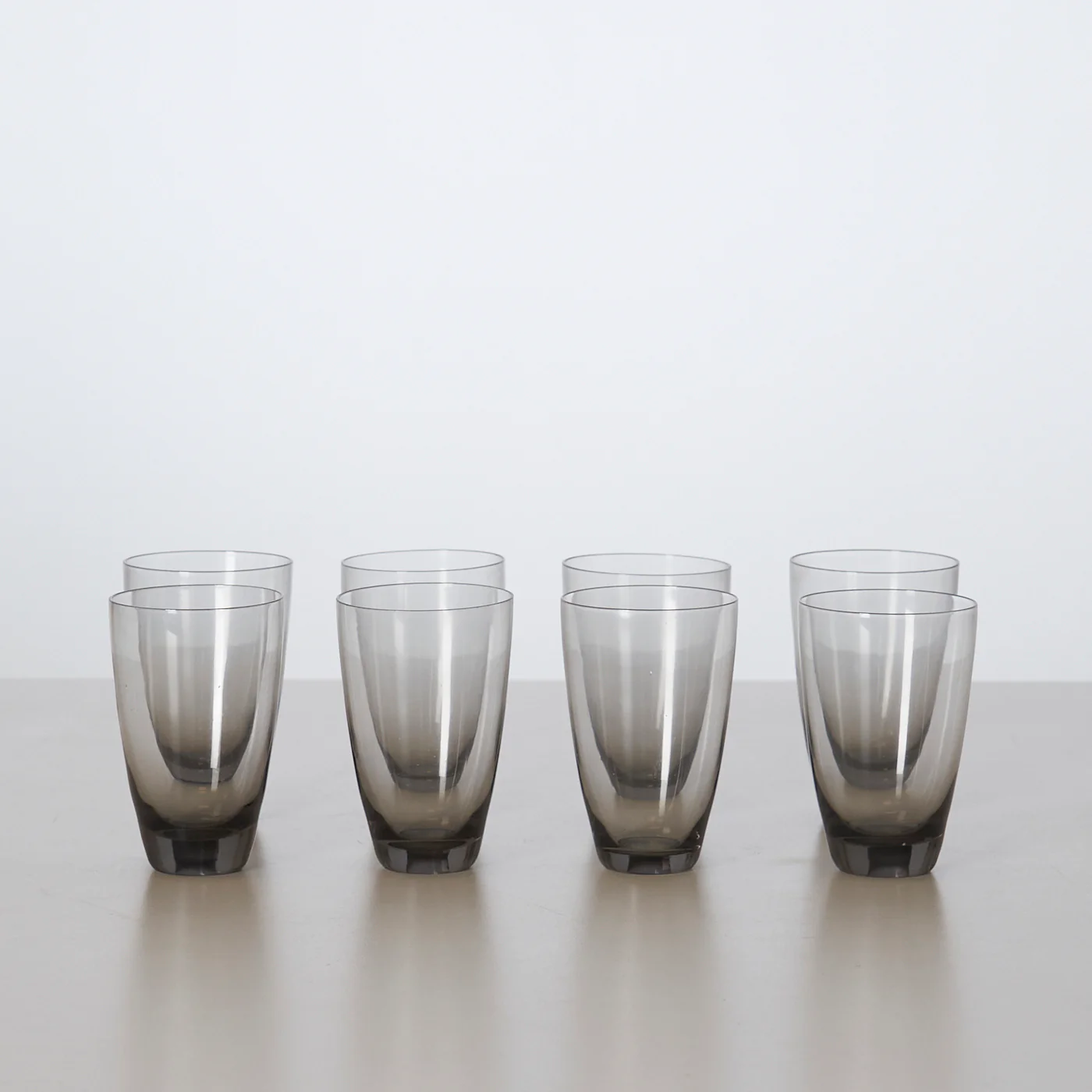 Set of 8 ‘Copenhagen’ Smoked Glass Cordial Glasses by Per Lütken for Holmegaard, Denmark
