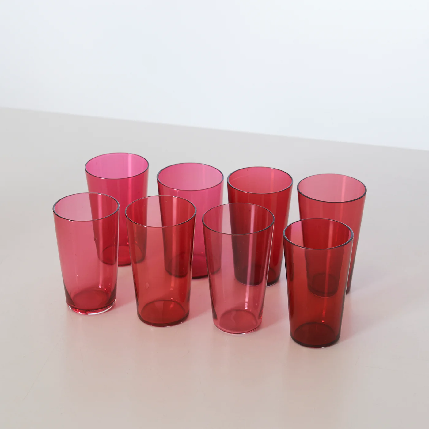 Set of 8 Small Pink Glass Tumblers - Image 2