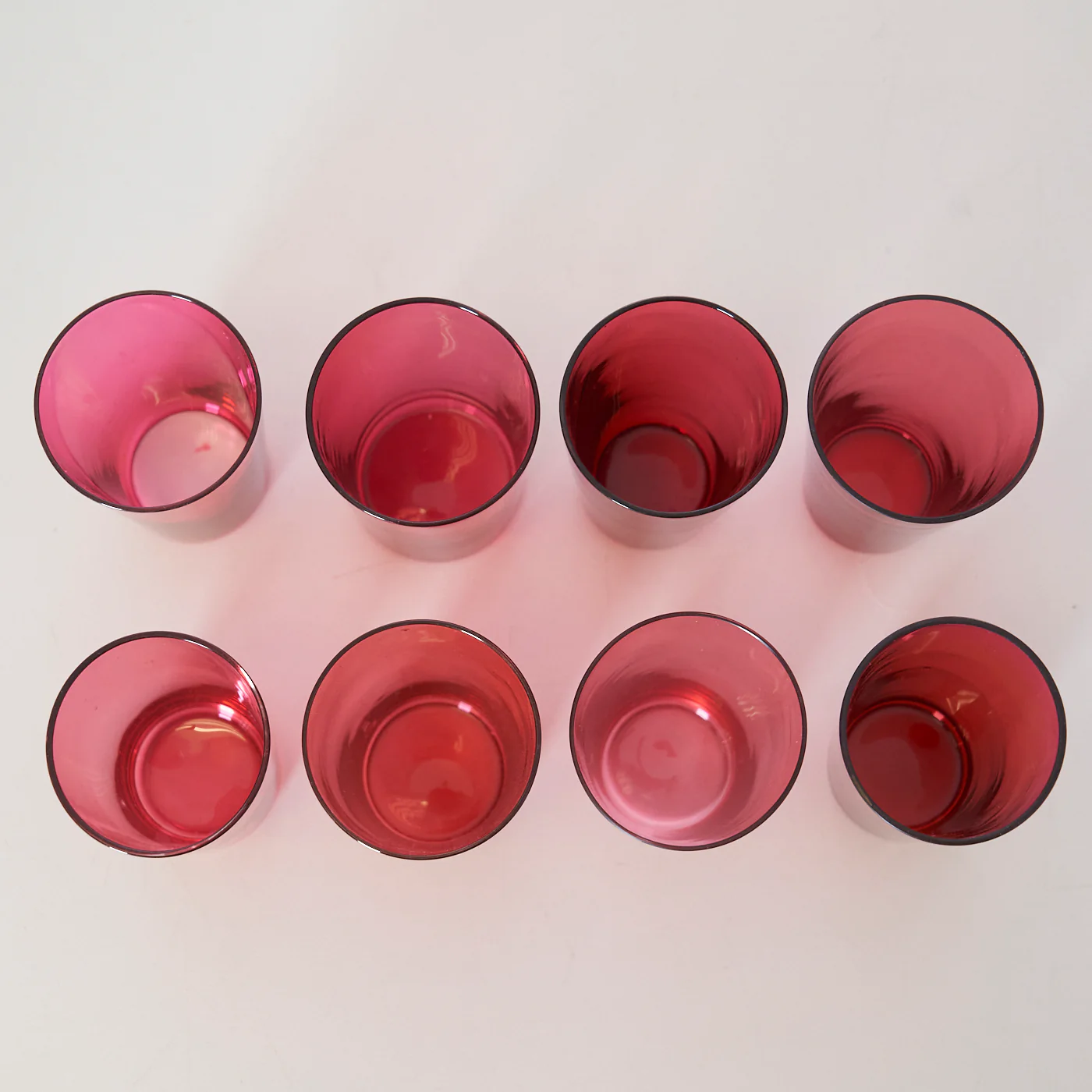 Set of 8 Small Pink Glass Tumblers - Image 3
