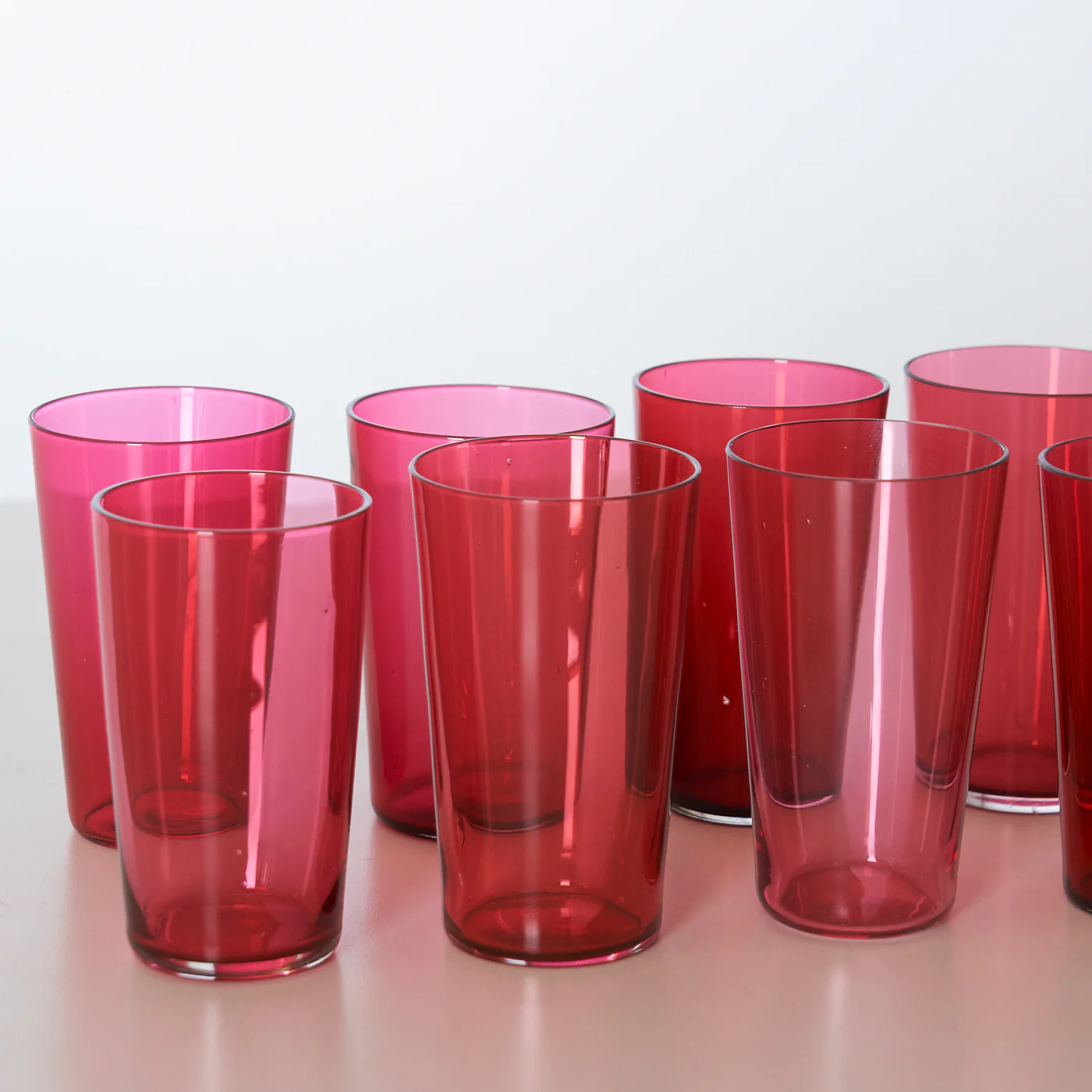 Set of 8 Small Pink Glass Tumblers - Image 4