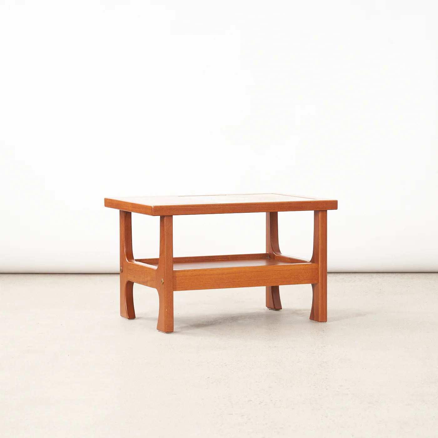 Teak Tile Top Side Table w/ Shelf