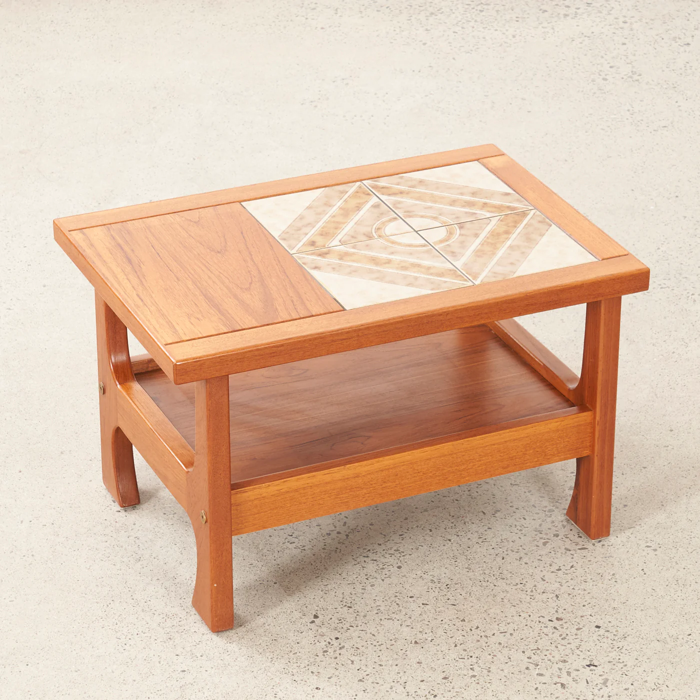 Teak Tile Top Side Table w/ Shelf - Image 2