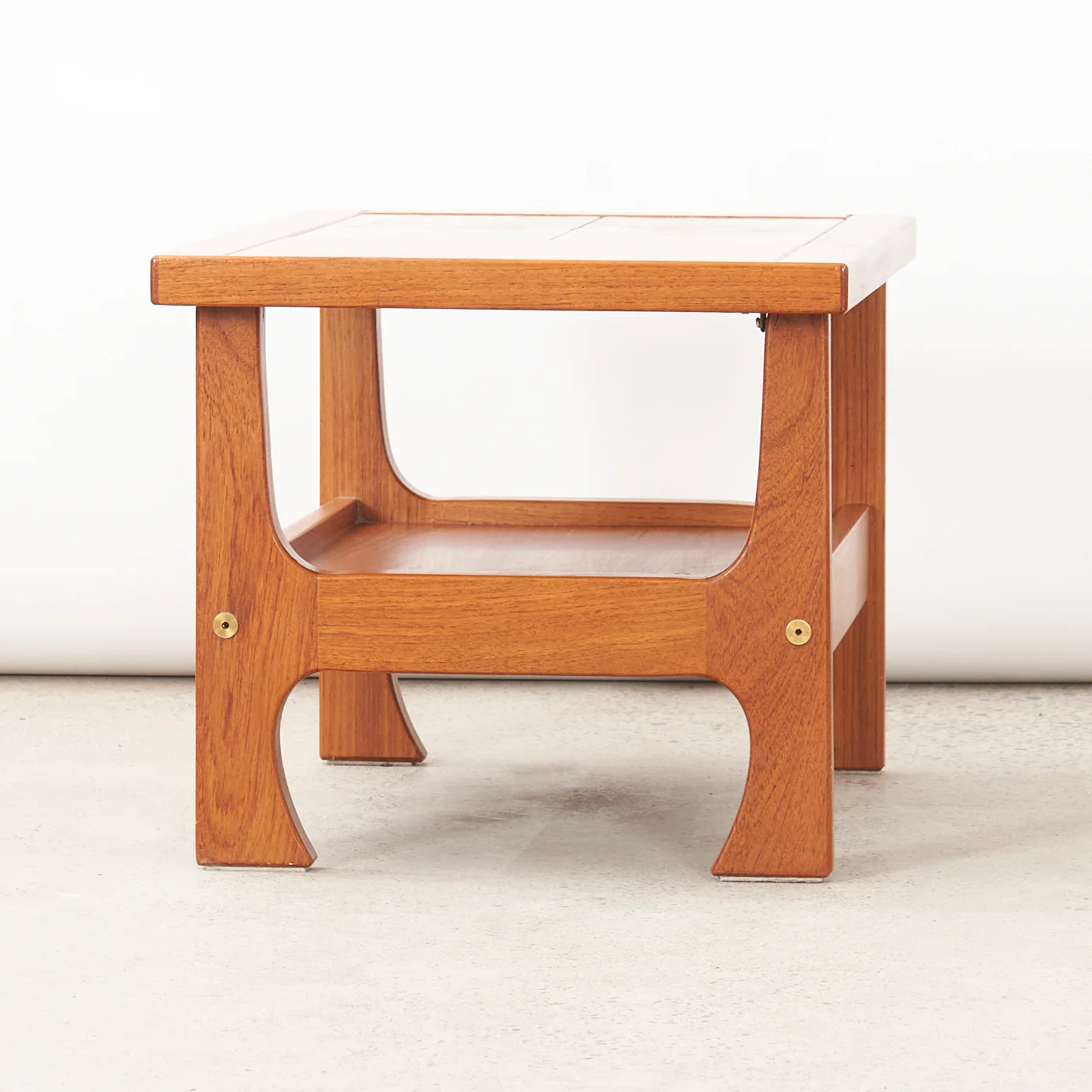 Teak Tile Top Side Table w/ Shelf - Image 3