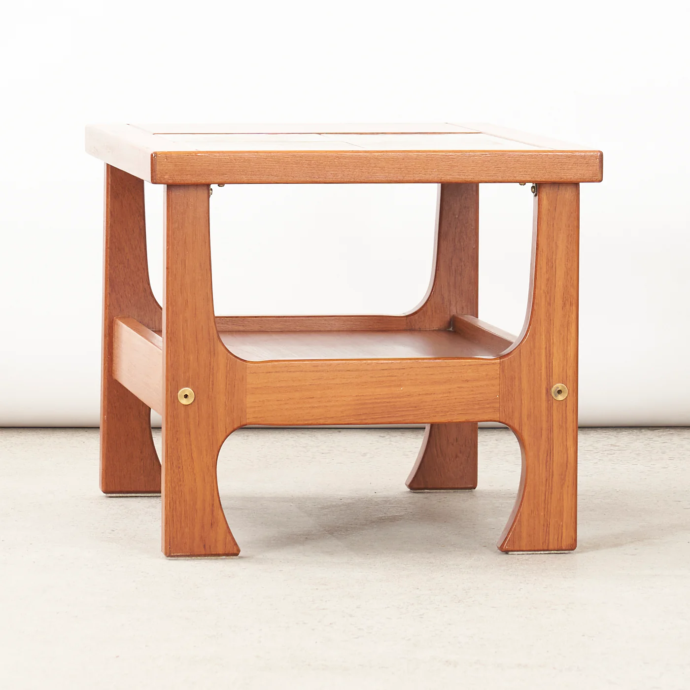 Teak Tile Top Side Table w/ Shelf - Image 4
